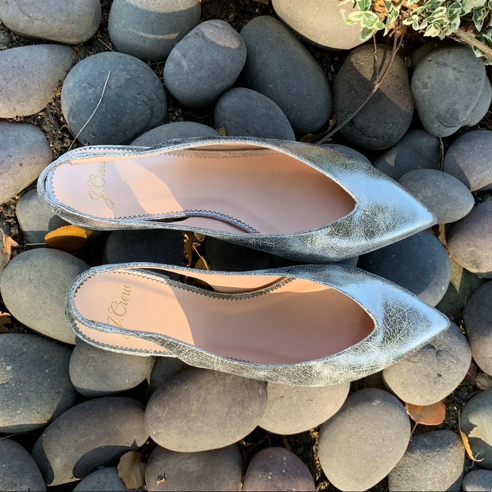 J.Crew silver flats size 7